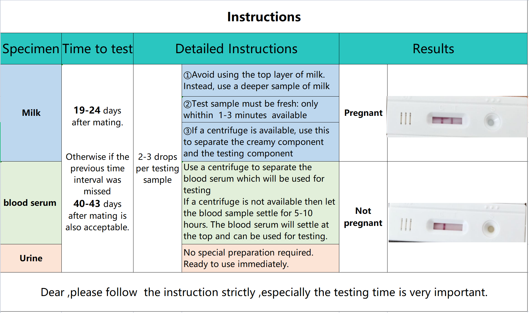 Cow Pregnancy Test Strip Cattle Urine Pregnancy Test  Kit