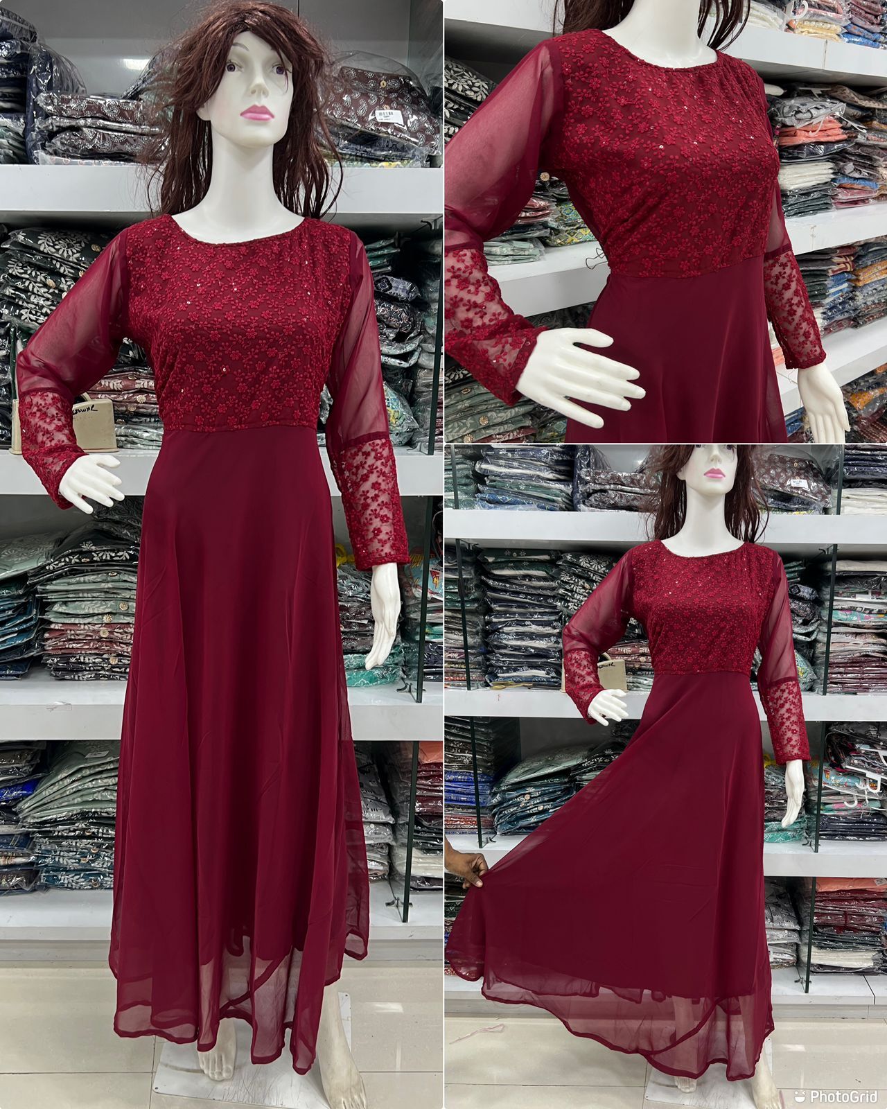 Women Long Full Flair with Long Sleeves Kurtis