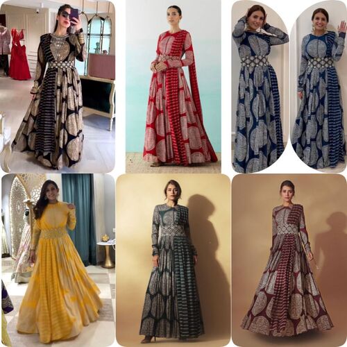 WOMEN NEW DESIGNER PARTY WEAR BEAUTIFUL FANCY DIGITAL PRINTED GOWN WITH DUPATTA