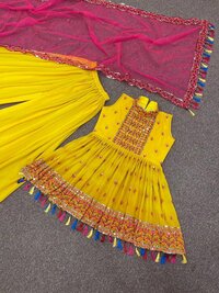 WOMEN HEAVY FAUX GEORGETTE FANCY EMBROIDERY SALWAR SUIT