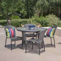 Brown 4 Seater Wicker Dining Set