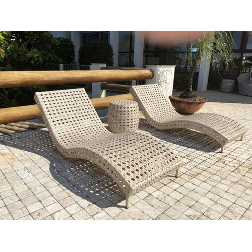 Brown Designer Wicker Poolside Lounger