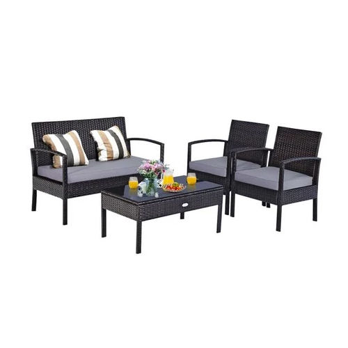 Black Two Seater Sofa Set For Garden