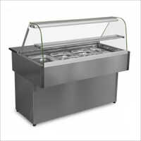 Fish Display Counter - Stainless Steel, Spacious Five Compartment Design , Glossy Finish With Illuminated Glass Top