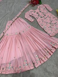 Women Designer Party Wear Look New Top Plazzo with Dupatta Set