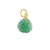 Green Strawberry Quartz Gemstone Sea Shell Carved 925 Sterling Silver Gold Vermeil Pendant