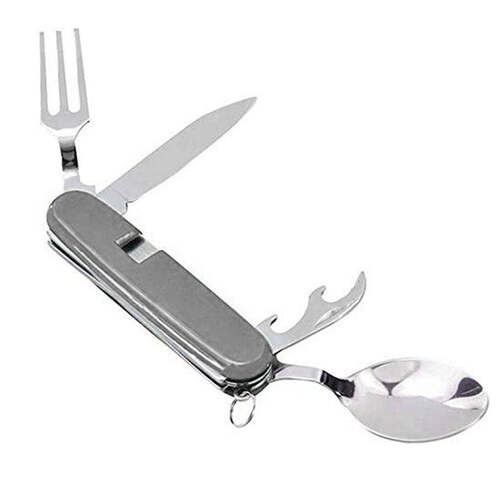 4-In-1 Stainless Steel Travel/Camping Folding Multi Swiss Cutlery Set (1779) Power Consumption: N/A