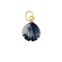 Moss Agate Gemstone Sea Shell Carved 925 Sterling Silver Gold Vermeil Pendant