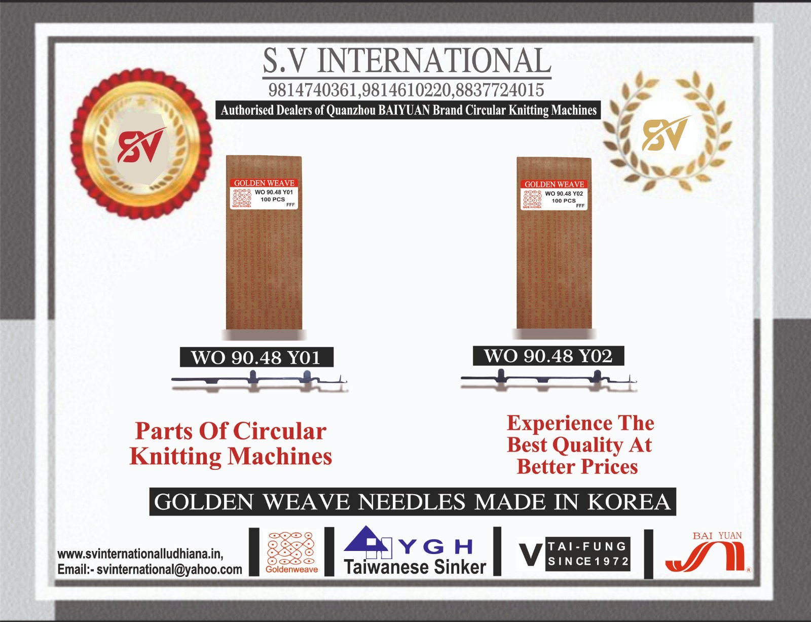 WO 90.48 Y01-2  -  Golden Weave Brand Needle Made in Korea