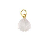 Rose Quartz Gemstone Sea Shell Carved 925 Sterling Silver Gold Vermeil Pendant