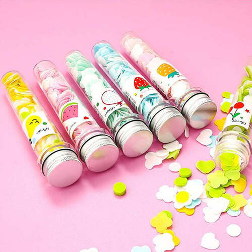 Portable Hand Washing Bath Flower Shape Paper Soap Strips In Test Tube Bottle (6289)