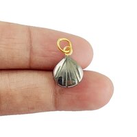 Pyrite Gemstone Sea Shell Carved 925 Sterling Silver Gold Vermeil Pendant