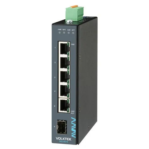 Black Volktek 5 Port Industrial Grade Managed Ethernet Switch