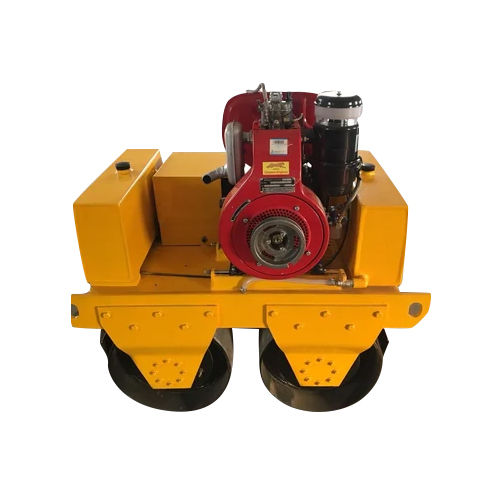 Double Drum Walk Behind Vibratory Roller - Steel, Yellow | Manual Control, Good Quality, Automatic Functionality