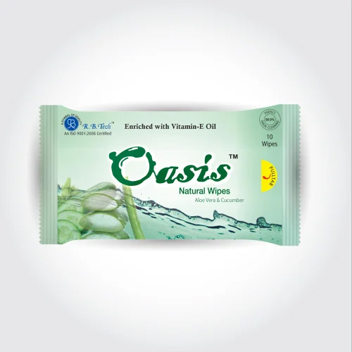 Oasis Natural Wipes - Non Woven Spun Lace, 150 x 200 mm | Antibacterial, Eco-Friendly, Bio-Degradable, Lemon Fragrance