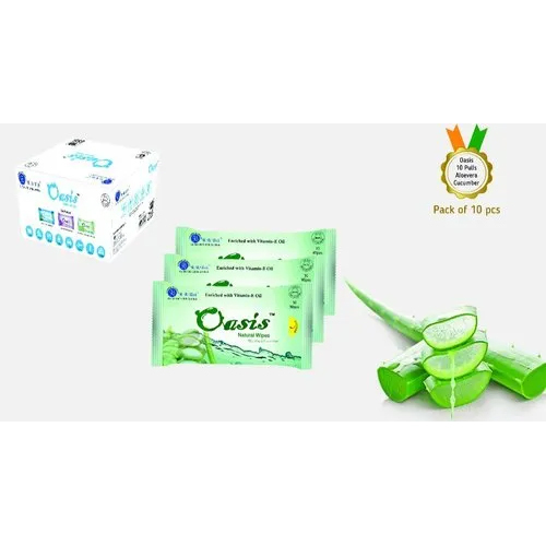 Oasis Natural Wipes 10 Pulls Packs With Aloevera and Cucumber - Non Woven Spun Lace Material, Antibacterial, Eco-Friendly, Bio-Degradable Fragrances