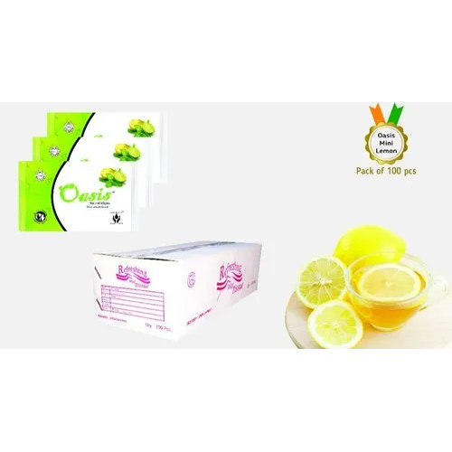Non Woven Spun Lace Oasis Hotel Wipes Mini with Lemon Fragrance - Non Woven Spun Lace Material, Mini Size, Lemon Fragrance | Antibacterial, Eco-Friendly, Bio-Degradable