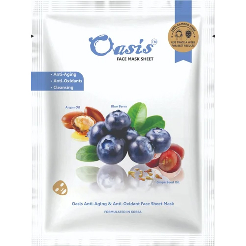 Oasis Antiaging Face Sheet Mask - Bamboo Fabric, Travel-Friendly Design | Ideal for On-the-Go Hydration and Skin Revitalization