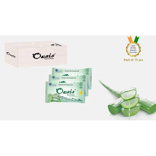 Oasis Natural Wipes - Non Woven Spun Lace 15 Pieces | Antibacterial Eco-Friendly Biodegradable Fragranced with Aloe Vera and Cucumber