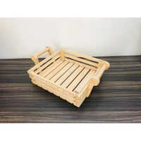 11x12x3.6 Inch Pine Wooden Basket - Light Brown, Durable & Eco-friendly Design With Wooden Handles | Lightweight, Easy To Clean, Rustic Style For Versatile Storage