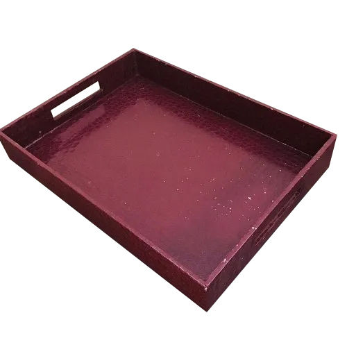 11X15 Inch Maroon Mdf Serving Tray Design: Plain