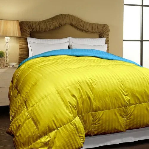 Gold-blue Stripe Bed Comforter