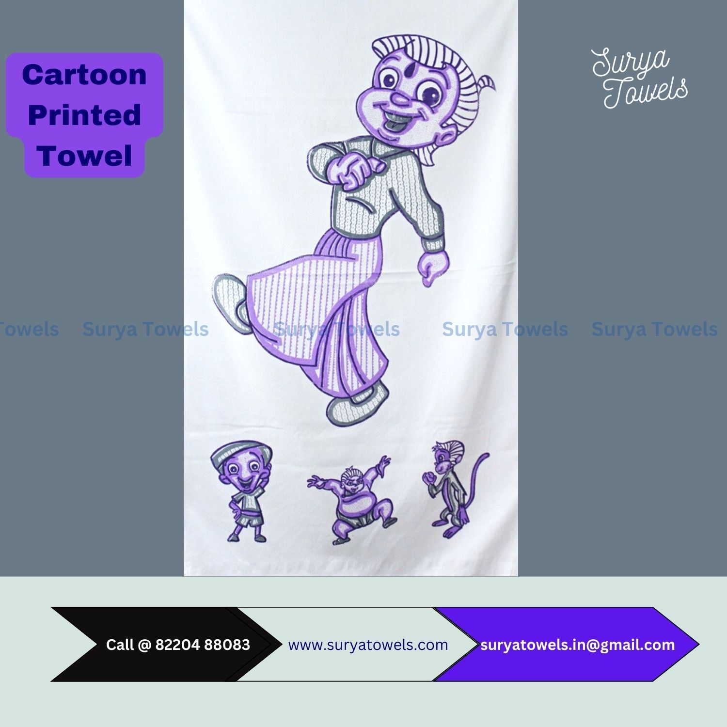 Kids Cartoon Printed Towels