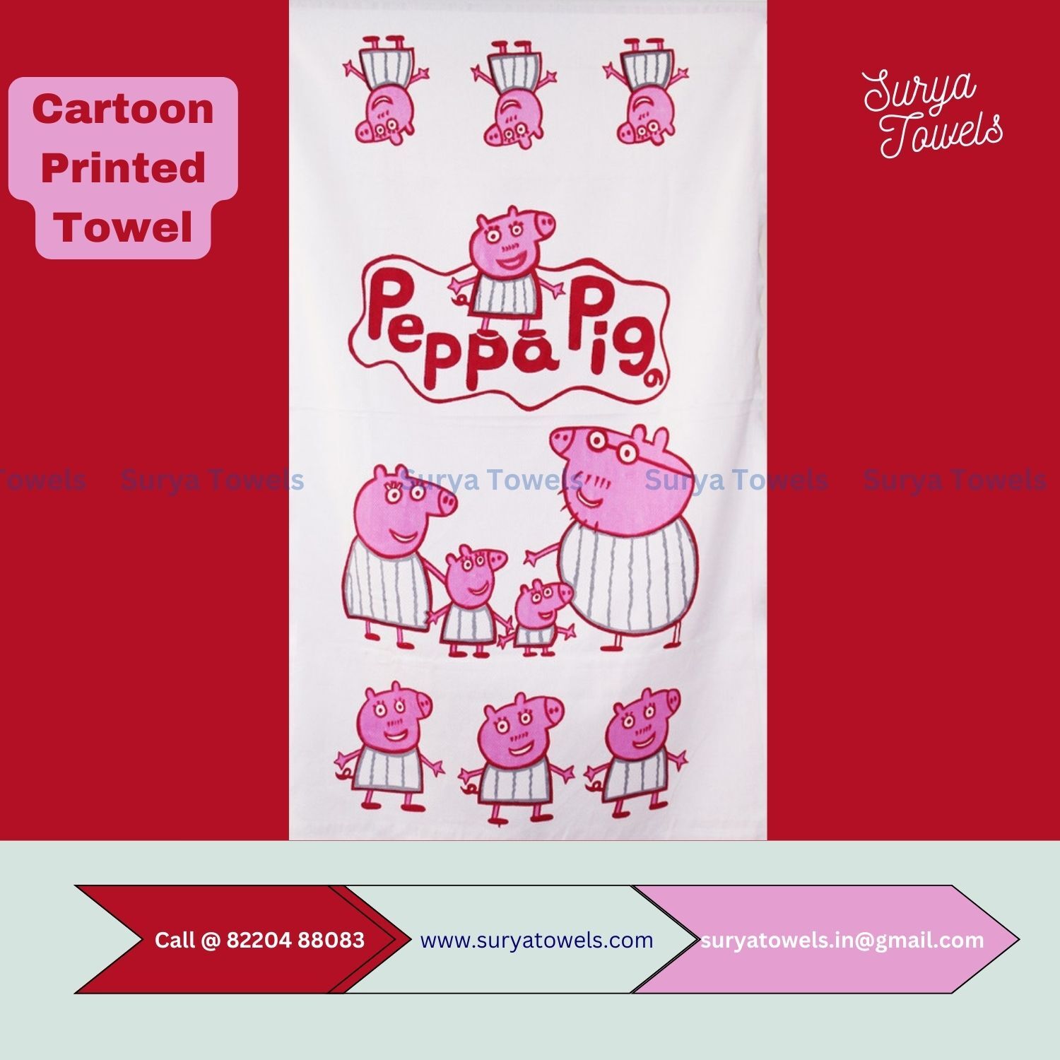 Kids Cartoon Printed Towels