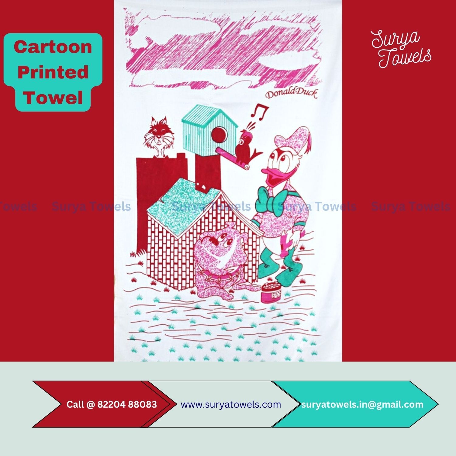 Kids Cartoon Printed Towels
