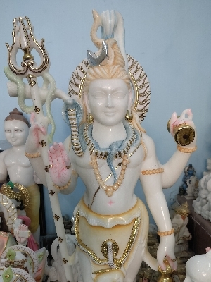 Marble Shiva Parvati Statue - Intricately Carved Marble, 12 Inches Tall | Religious Theme, Polished Finish