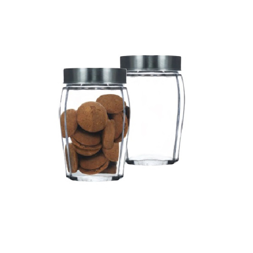 Glass Jar With Lid (KBM 1000) 2Pcs Set