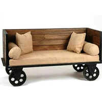 3 Feet Cushion Back Wooden Sofa Set