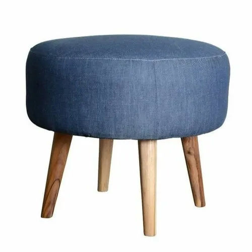 Blue Puffy Ottoman