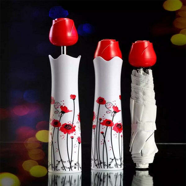 Rose umbrella Lightweight Waterproof UV Protection Mini Folding Creative Rose Flower Case (1644)