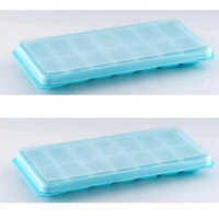 Polar Plastic Ice Tray - Plastic Material, 10.5 X 6.5 X 1.5 Inches Dimensions, Blue Color | 12 Cube Capacity, Includes Lid