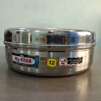 S S Round Spice Box - Stainless Steel, Medium Size, Glossy Finishing | Ideal For Hotel Restaurant And Home Kitchenware