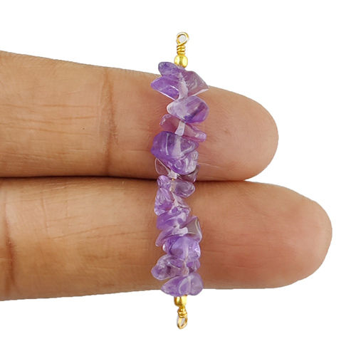 Amethyst Gemstone Raw Bead Bar Chips Sterling Silver Pendant