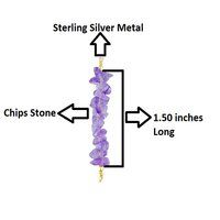 Amethyst Gemstone Raw Bead Bar Chips Sterling Silver Pendant