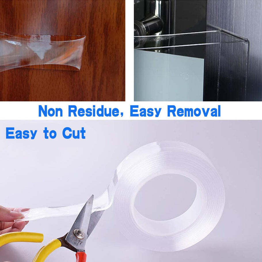 Double Sided Nano Adhesive Tape 3 meter Washable Traceless Nano Gel Tape Multipurpose (0882)