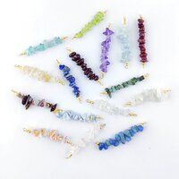 Aquamarine Gemstone Raw Bead Bar Chips Sterling Silver Pendant