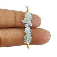 Aquamarine Gemstone Raw Bead Bar Chips Sterling Silver Pendant