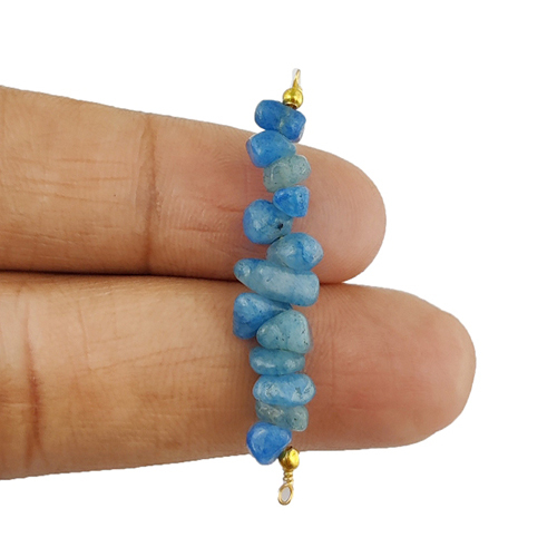 Sapphire Gemstone Raw Bead Bar Chips Sterling Silver Pendant