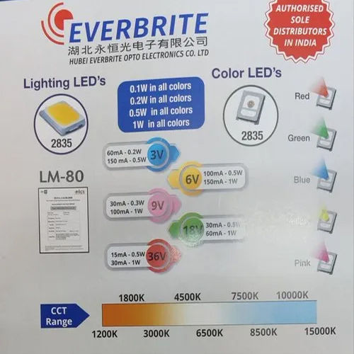 0.2W 2835 3V 60Ma Green Everbrite Smd Led Application: Electric Device