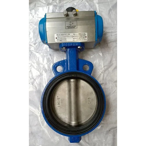 Blue Butterfly Valve With Pneumatic Actuator Flowsaif