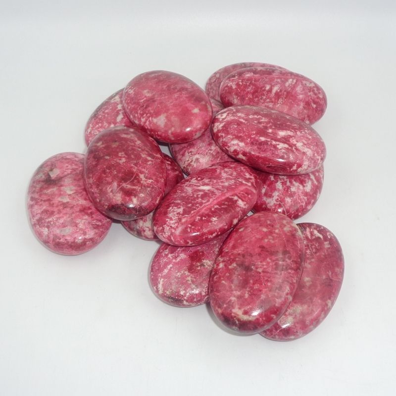 Natural Gemstone Palm Stone Thulite Crystal Worry Stone