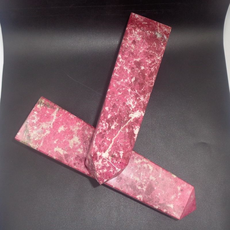 Natural Gemstone Point Obelisk Thulite Crystals Towers