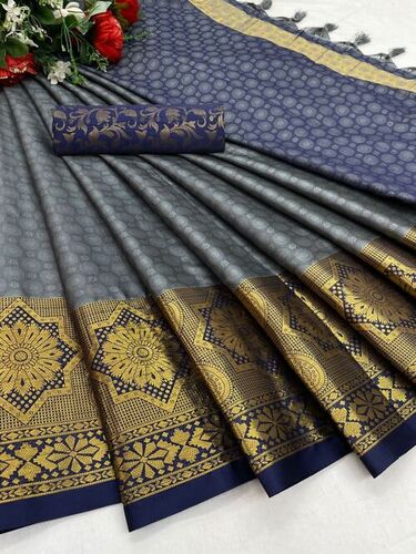 Women Aura Cotton Silk with Broad contrast jacquard Silk Saree