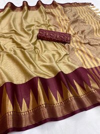 Women Cotton Silk with Broad contrast jacquard work border Saree