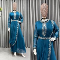 Women Same Colour Beautiful Designer Indo Western Saree drape pattern Suit