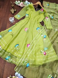 Women Classic Orgenza Dress Are Delightful And This Easy To Wear And Stylish heart Brush Print Orgenza